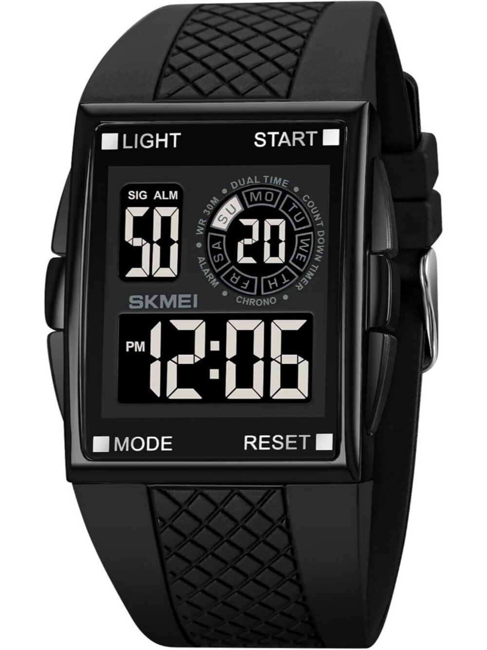 Men's Full Black Sports Military Digital Airplane Shaped LED Light Wrist Watch